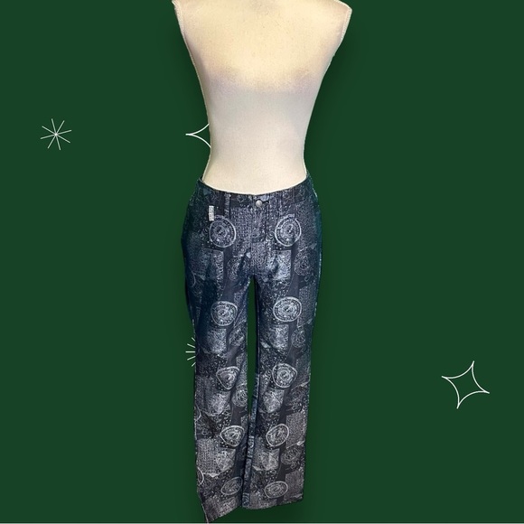 Fubu Jeans Vintage Y2K Denim Blue Astrology Patterned Long Coat and Pants Set M - Picture 10 of 16